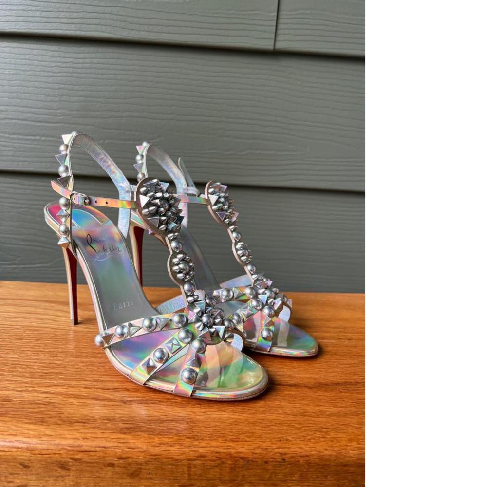 100mm Goldora Iridescent Spike Gold AB Psychic Studded Sandals E544